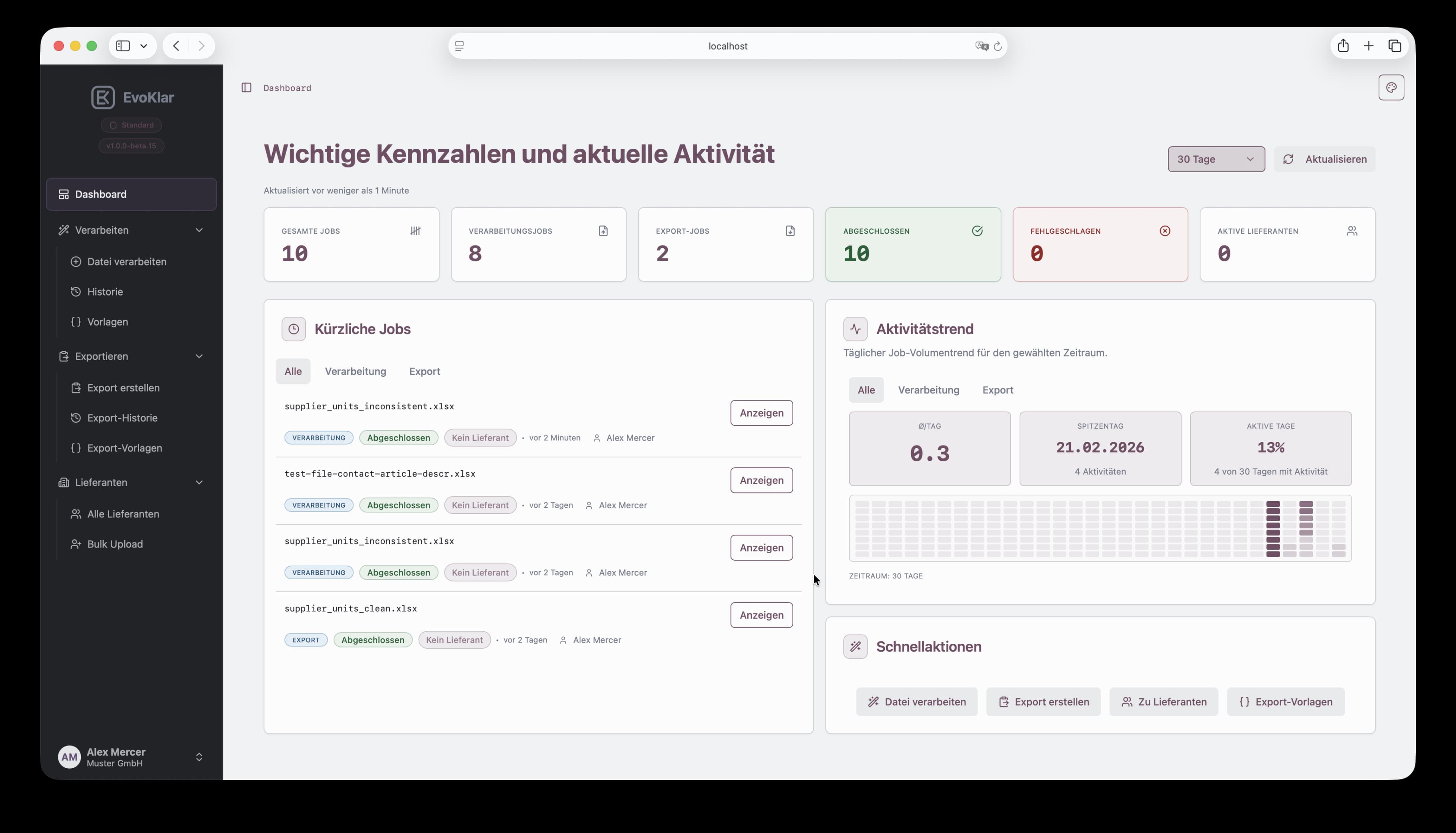 EvoKlar Interface – Übersicht